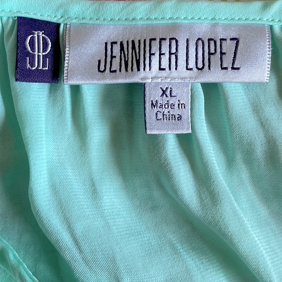 Dope NWOT Jennifer Lopez Peep Shoulder Mint Long Sleeved Top - Picture 6 of 11